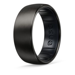 Image of Hybrid - Black Zirconium/ Black Pearl Ring - True black zirconium metal outer, black pearl silicone inner.