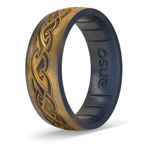 Image of Elven Weave Ring - Distressed Metallic warm golden yellow outer ring with metallic true black inner ring.
