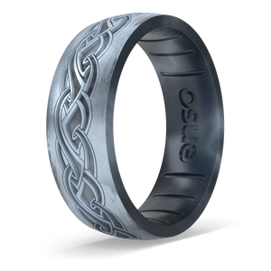 Image of Diamond Elven Weave Ring - Distressed Metallic diamond outer ring with metallic true black inner ring.