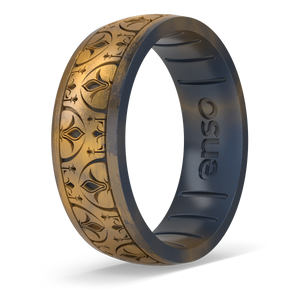Image of Shire Ornate Ring - Distressed Metallic warm golden yellow outer ring with metallic true black inner ring.