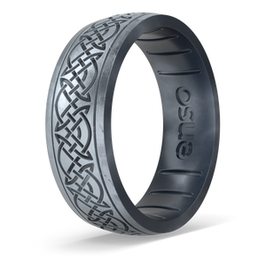Image of Silver Knots of Rohan Ring - Distressed Metallic diamond outer ring with metallic true black inner ring.