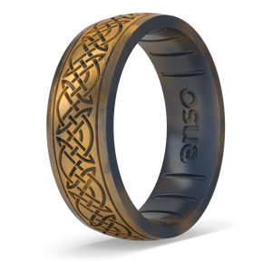 Image of Knots of Rohan Ring - Distressed Metallic warm golden yellow outer ring with metallic true black inner ring.