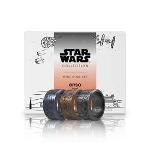 Image of Star Wars™ Wide Ring Collection Bundle - Metallic true black, Metallic dark Gray with hints of silver, Iridescent copper with gold and green undertones.